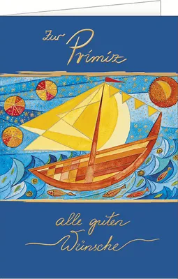 Produktbild von Primiz - Segelboot – "Zur Primiz alle guten Wünsche" Karte mit Briefum