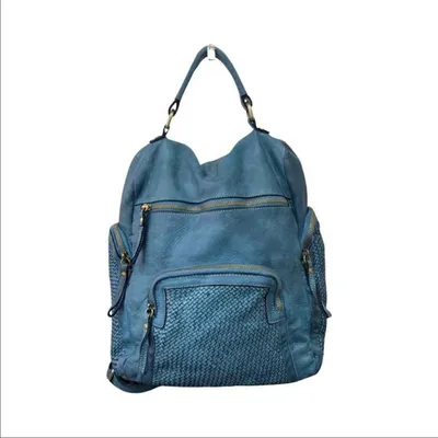 Produktbild von BZNA Bag Svetta Petrol Backpacker Designer Rucksack Damenhandtasche Schultertasche Leder Nappa