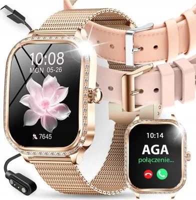 Zdjęcie produktu dla Smartwatch Damski Zegarek Rozmowy Menu Polskie Puls Ciśnienie | 3 Paski