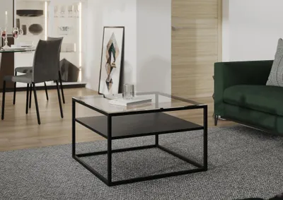 Produktbild von Couchtisch mit Ablage RODERIC - transparent / schwarz