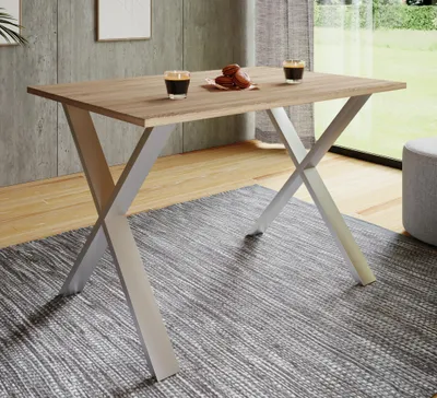 Produktbild von VCM Premium Holz Esstisch | H. 76 x B. 140 x T. 50 cm | Küchentisch Speisetisch Tisch Xona X Silber