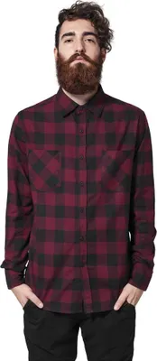 Image de Urban Classics Chemise en flanelle à carreaux noir/bordeaux - XL