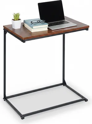 Immagine prodotto di Tavolino Relaxdays, a forma di C, piano inclinabile, L x P x A: 66 x 55 x 35 cm, tavolino per laptop con fermo, nero/marrone