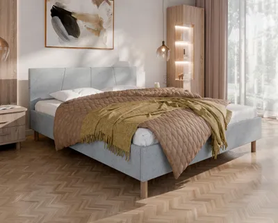 Produktbild von ALMORE Polsterbett – minimalistisches Design, Holzbett auf Füßen | ohne matratze