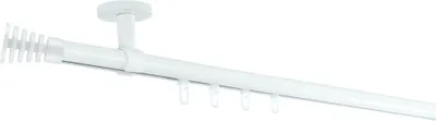 Produktbild von SN Deco Gardinenstange Innenlauf Gap, 19 mm, 1-läufig, Stahl, Komplett-Set mit Ringen, Profildeckentrager, 200 cm, weiß