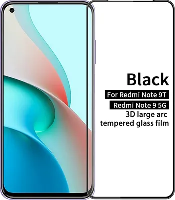Produktbild von Für Xiaomi Redmi Note 9T 3D Display Full LCD H9 Hart Glas Schwarz Folie Panzer