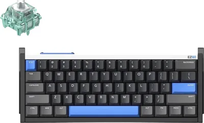 A keyboard and a keyboard switch are shown against a white background.