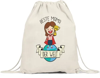 Produktbild von Beste Mama der Welt Turnbeutel Gymsack Pokal 1. Platz Geschenkidee Muttertag Geburtstag