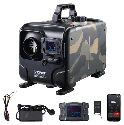 Obrázek produktu pro VEVOR 8 kW naftový ohřívač, 12 V/24 V, naftový ohřívač vzduchu "vše v jednom" s aplikací Bluetooth, dálkovým ovládáním, displejem a alarmem CO, rychlý ohřev, horizontální, přenosný