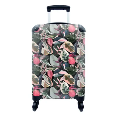 Produktbild von MuchoWow® Koffer Handgepäck Trolley Rollkoffer Kleine Reisekoffer mit 4 Rollen - Tropisch - Rosa - Blätter - Cabin Size < 55x40x23 cm & 55x40x20 cm - Fotokoffer - Kabinenkoffer - Boardgepäck - Reise-Box - Reisekoffer - Reisegepäck - Koffer mit Bild - Trolley für Kinder