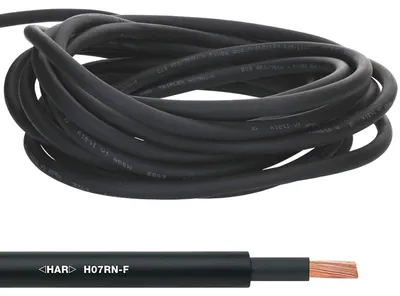 Image de 10 mètres Lapp 1600098 H07RN-F 1x6 mm² câble caoutchouc flexible sans conducteur de protection I câble résistant aux UV pour l'extérieur I résistant à l'huile I résistant au froid I câble de raccordement noir
