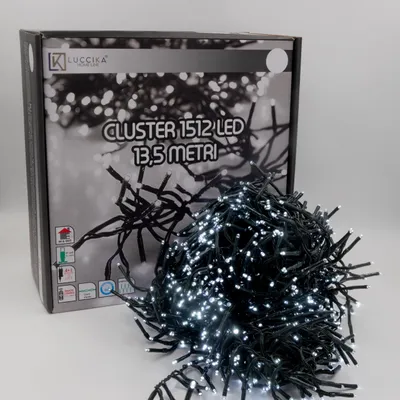 Cluster-Lichterkette 13,5 m, 1512 LEDs, eiskaltweiß, IP44