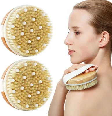 Produktbild von Unyqoos® 2er-Set Körperbürsten – für Trocken- und Nassanwendung, Massage & Peeling, ergonomischer Griff für verbessertes Hautbild
