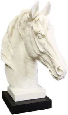 Zdjęcie produktu dla Statua Koń Głowa - rzeźba dekoracyjna - Dekoracja domu - Sandstone Resin - 20x10x36cm - Biały
