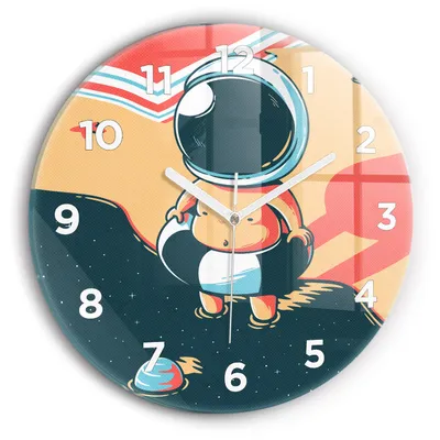 Produktbild von Wallfluent Wanduhr – Stilles Quarzuhrwerk - Uhr Dekoration Wohnzimmer Schlafzimmer Küche - Zifferblatt - weiße Zeiger - 30 cm - Astronautenkind