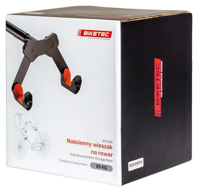 Obrázok produktu pre Biketec Wieszak Ścienny Na Rower (Wall Bike Rack) Stal Malowana Proszkowo Kolor Czarny, Plastik Czerwony