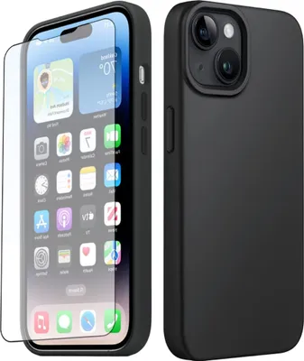 Obrázek produktu pro Černý kryt na iPhone – matný kryt na telefon, nárazuvzdorný kryt na iPhone, ochranný kryt proti poškrábání, kryt na mobilní telefon s ochranou obrazovky – iPhone 11 Pro / 3D ochranná fólie na displej