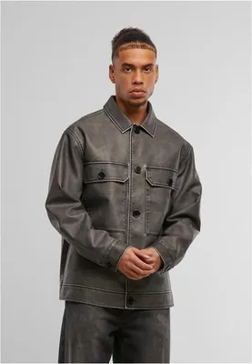 Obrázek produktu pro Bunda Urban Classics Synthetic Vintage Leather Shirt Jacket black - S