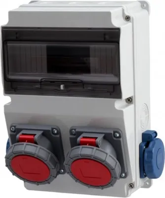 Produktbild von IP65 Stromverteiler Wandverteiler Steckdosen verdrahtet Modulen Anzahl -10 CEE 2x32A 2x230V