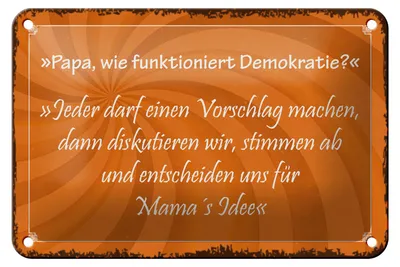 Produktbild von Blechschild Spruch 18x12cm Papa funktioniert Demokratie