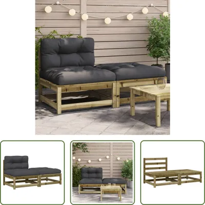 Produktbild von The Living Store Gartensofa ohne Armlehnen mit Kissen und Hocker