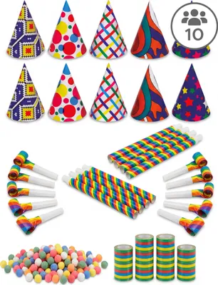 Immagine prodotto di Set per festa di Capodanno per 10 persone Kit cotillons multicolori - Taglia unica