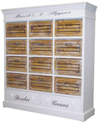 Immagine prodotto di Casa Padrino scarpiera in stile country bianco antico / colori naturali 120 x 34 x h. 131 cm - Mobili in stile country