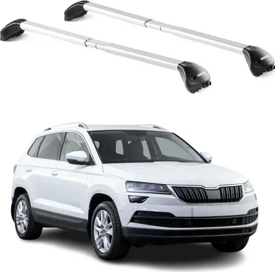 Image de Barres de toit pour Skoda Karoq NU7 2018-2025 5P Gris Argenté 2 pièces ABE