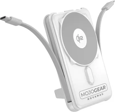 Zdjęcie produktu dla MOJOGEAR NovaMag, powerbank o pojemności 10000 mAh, moc 15 W, z portem USB-C, obsługujący bezprzewodowe ładowanie i technologię Power Delivery 3.0