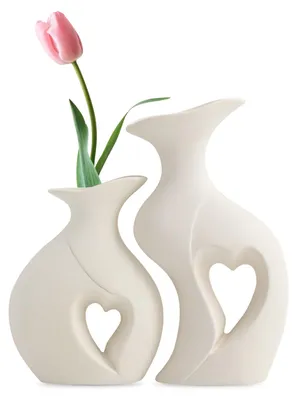 Keramikvasen Set 2er-Pack, Weiß, Modern, für Trockenblumen