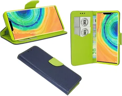 Obrázok produktu pre Puzdro typu kniha "Fancy" pre HUAWEI MATE 30 PRO Puzdro na mobilný telefón Peňaženkové puzdro Ochranný kryt s funkciou stojana, slot na kartu Blue-green