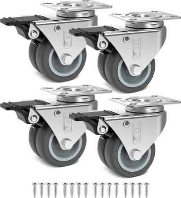 Produktbild von GBL 4x Möbelrollen Schwerlast mit 4 Bremsen - Rollen für Möbel - Schwerlastrollen mit Bremse - 50mm x 200kg Schwerlastrollen - Lenkrollen