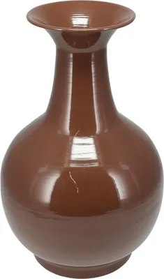 Image de Grand vase vintage en céramique marron, 24 x 38,5 cm - Décoration pour fleurs et compositions séchées