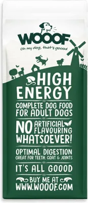 Produktbild von Hundetrockenfutter WOOOF High Energy 18KG Gepresstes Hundefutter extra Eiweiß und Fett für aktive Hunde