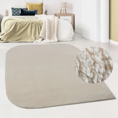 Obrázok produktu pre Jednofarebný koberec so zaoblenými rohmi | prateľný a protišmykový | béžový Rozmery – 80 x 150 cm