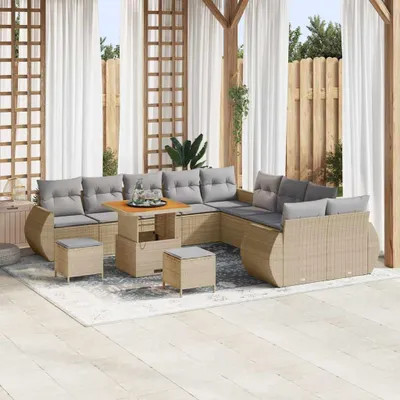 Immagine prodotto di Maison Exclusive - Set divani da giardino 13 pezzi beige in polyrattan