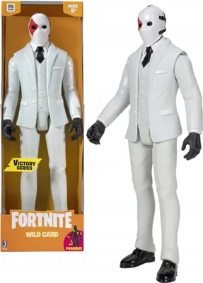 Image de Jazwares FORTNITE FNT0473 Victory Serie Wild Card Joker Figurine d'action, costume blanc avec masque, articulations mobiles, 30 cm