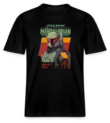 Produktbild von Star Wars: Mandalorian Boba Fett Lives Relaxed Fit Uni T-Shirt, XL, Schwarz