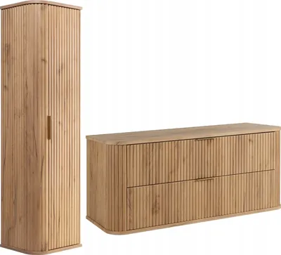 A tall cabinet and a long cabinet are shown side-by-side against a white background.
