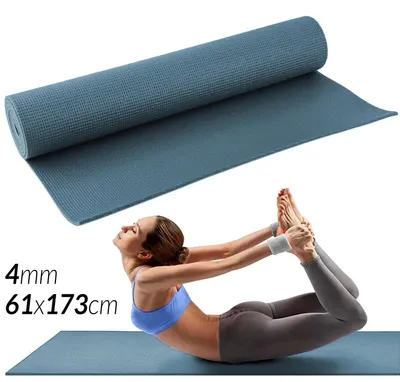 Obrázek produktu pro Podložka na jógu – tréninková podložka – TPE – 173 x 61 cm – 4 mm – protiskluzová – pro jógu a pilates – modrá