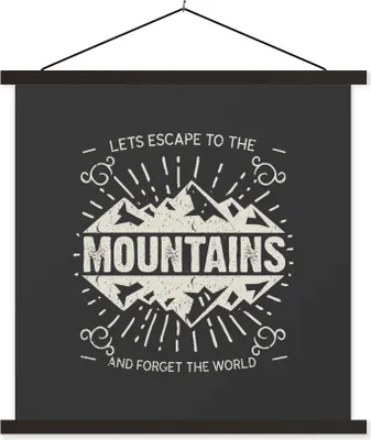 Produktbild von MuchoWow® Textilposter Jahrgang - Berg - Grau 40x40 cm mit schwarzem Rahmen - Fotos