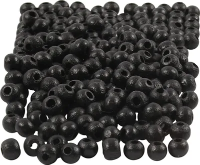 Produktbild von Holzperlen, D: 5 mm, Lochgröße 1,5 mm, Schwarz, 6g, ca. 150 Stck