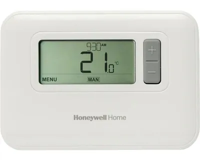 A white Honeywell Home thermostat is shown against a white background.