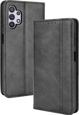 Produktbild von Samsung Galaxy A32 5G Hülle - Coverup Vintage Style Klapphülle - Schwarz