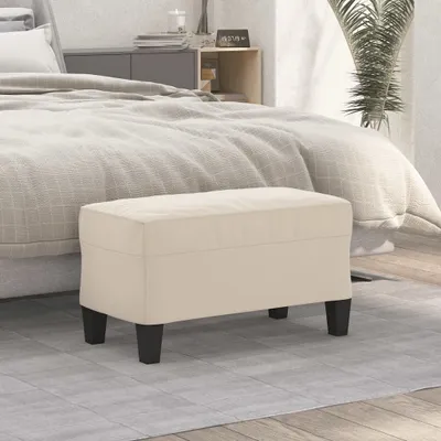 Image de The Living Store Banc Crème 70x35x41 cm Tissu microfibre
