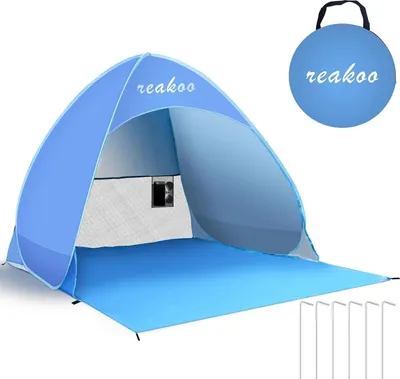 Produktbild von REAKOO Strandmuschel Pop Up Zelt 50+ UV Schutz 1 Person Strandzelt