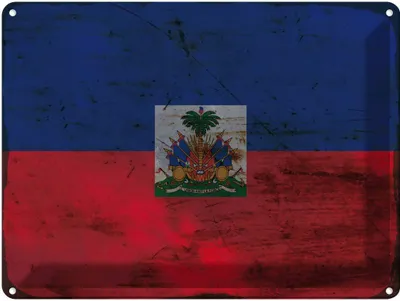 Produktbild von vianmo Blechschild 30x40 cm Haiti Flagge Fahne Wappen