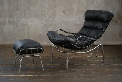 Produktbild von KAWOLA Relaxsessel ROWA Sessel Leder schwarz (B/H/T) 77x88x103 inklusive Hocker