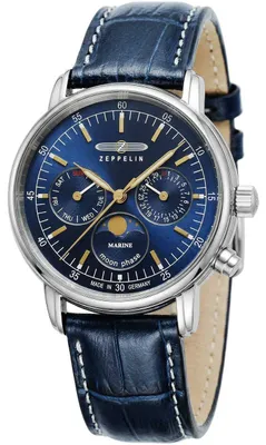 Produktbild von Zeppelin 8635-3 Damen-Armbanduhr LZ 14 Marine Mondphase Blau