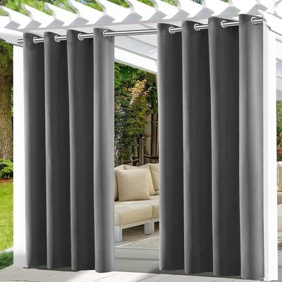 Zdjęcie produktu dla Zestaw 2 zasłon zewnętrznych - Odporne na warunki atmosferyczne, 132 x 215 cm - Nieprzezroczyste, zapewniające ochronę przed słońcem - Idealne na taras